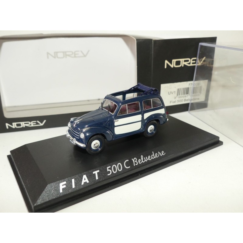 FIAT 500 C BELVEDERE Bleu et Blanc NOREV 1:43