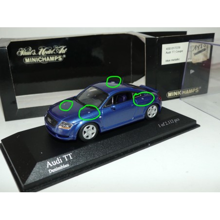 AUDI TT 8N Phase 2 avec petit aileron Bleu MINICHAMPS 1:43 imperfection