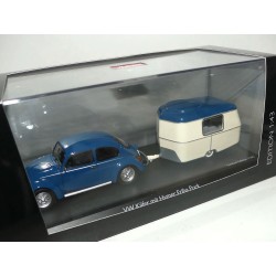VW COCCINELLE Bleu avec Sa Caravane ERIBA SCHUCO 1:43